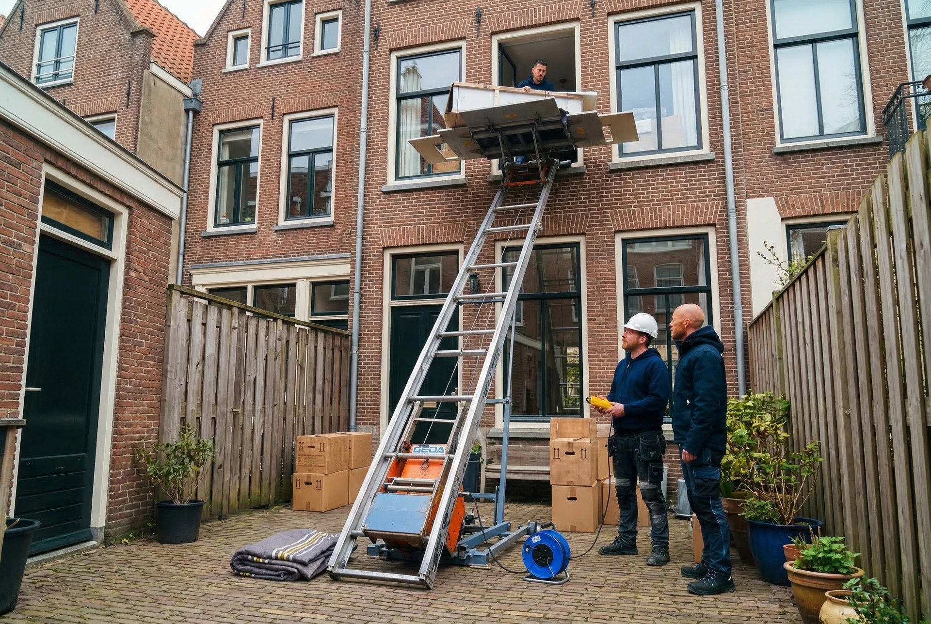 Gedalift in gebruik bij woning in Amsterdam