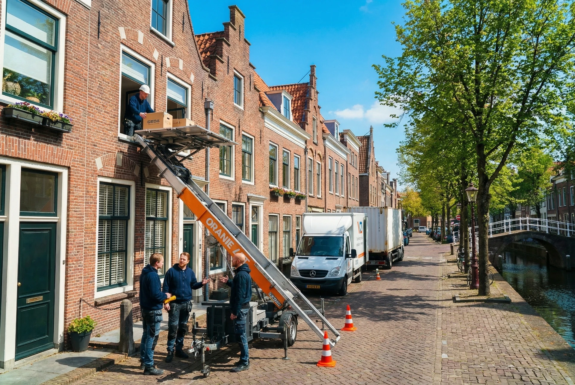 Aanhangerlift bij woning in Amsterdam