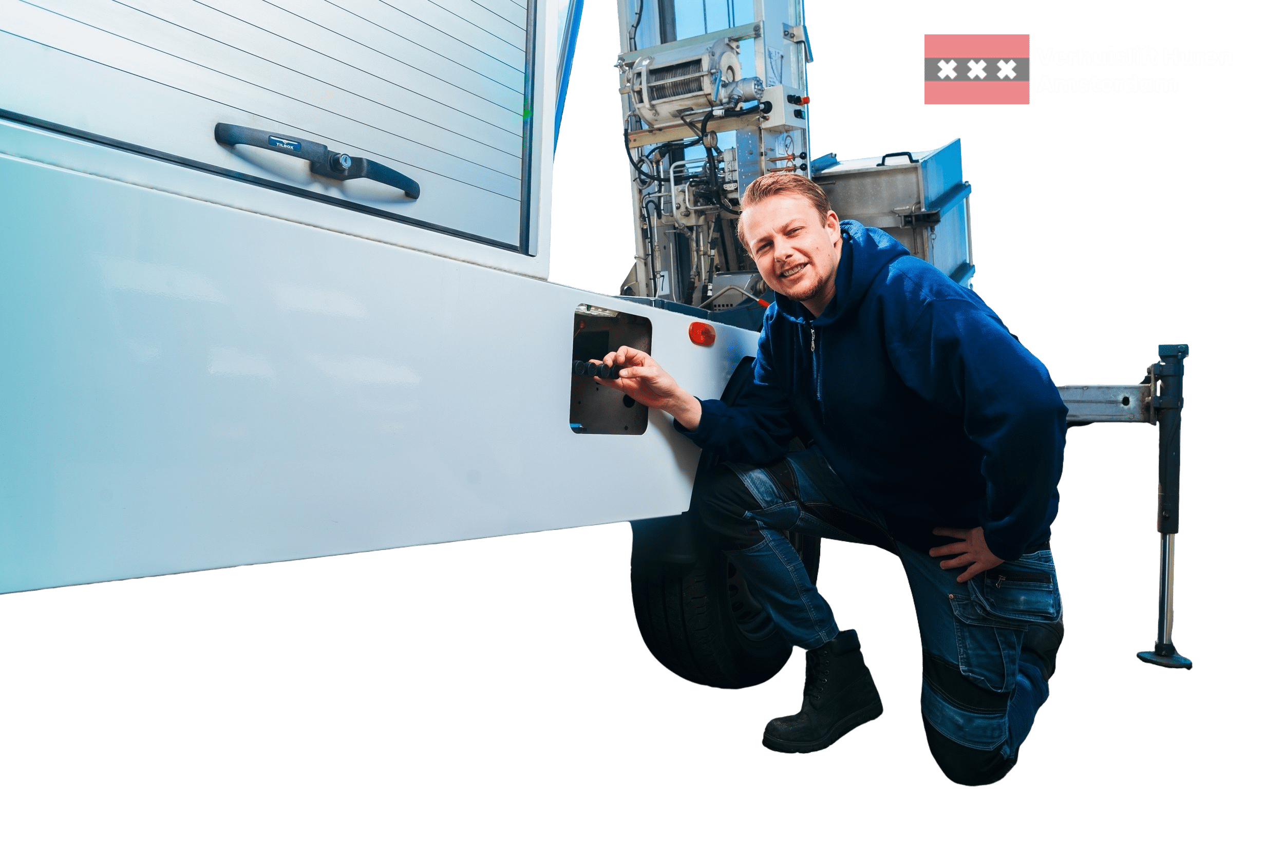 Verhuislift opgesteld in een Amsterdamse straat met vergunning